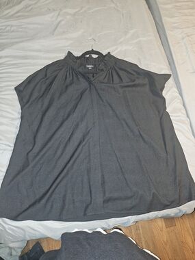 TORRID Black Elastic Neck Tunic Button Down Top Size 2